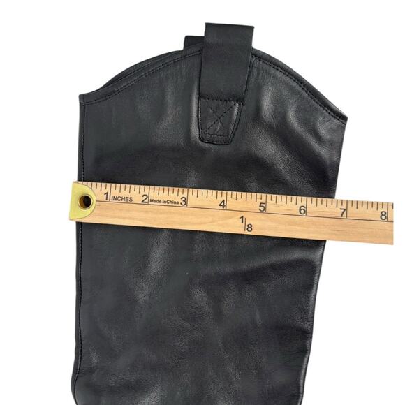 Zara Tall Western Leather Boots Black Womens Size 7.5 Point Toe Cowgirl - Picture 12 of 16